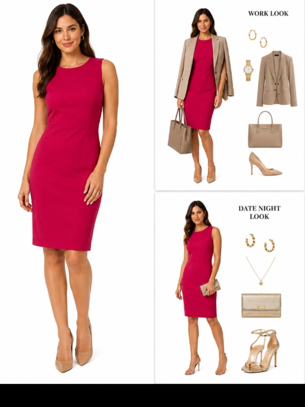 Hazel Mae-Tailored Sleeveless Dress in Red SzM